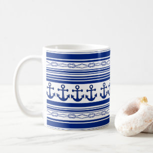 Nautical Anchors Ropes And Stripes Coffee Mug