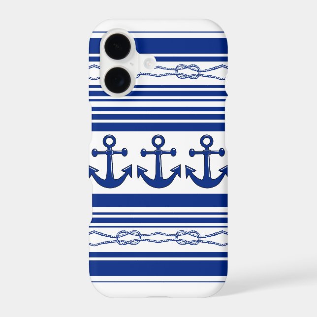 Nautical Anchors Ropes And Stripes iPhone Case (Back)