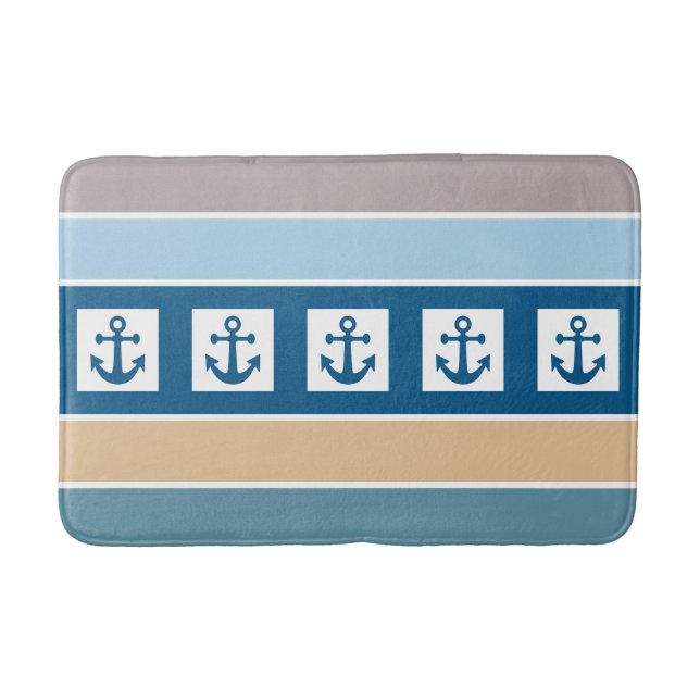 Nautical Anchors & Stripes bath mats (Front)