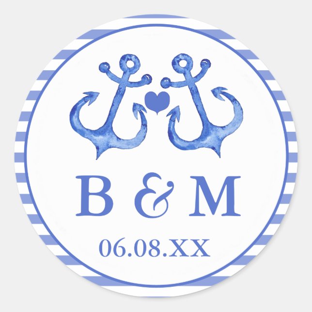Nautical Anchors | Wedding Envelop Seal Sticker (Front)
