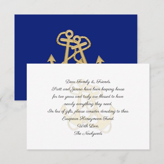 Nautical Anchors Wedding Wishing Well Cards (Front/Back)