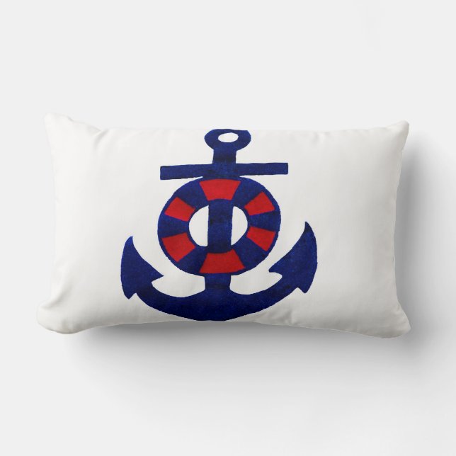 Nautical Anchors Welcome to our Beach House Lumbar Cushion (Front)