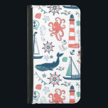 Nautical Animals And Symbols Pattern Samsung Galaxy S5 Wallet Case<br><div class="desc">Cute nautical assorted animals and nautical symbols simple illustration over customisable white background colour.</div>
