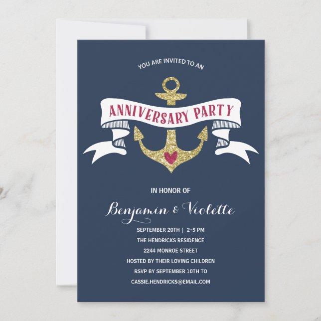 Nautical Anniversary Party Invitation (Front)