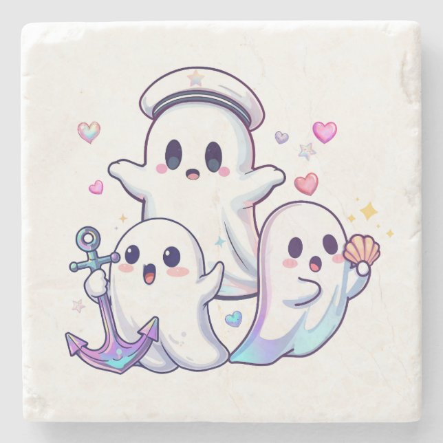 Nautical Apparition Stone Coaster (Front)