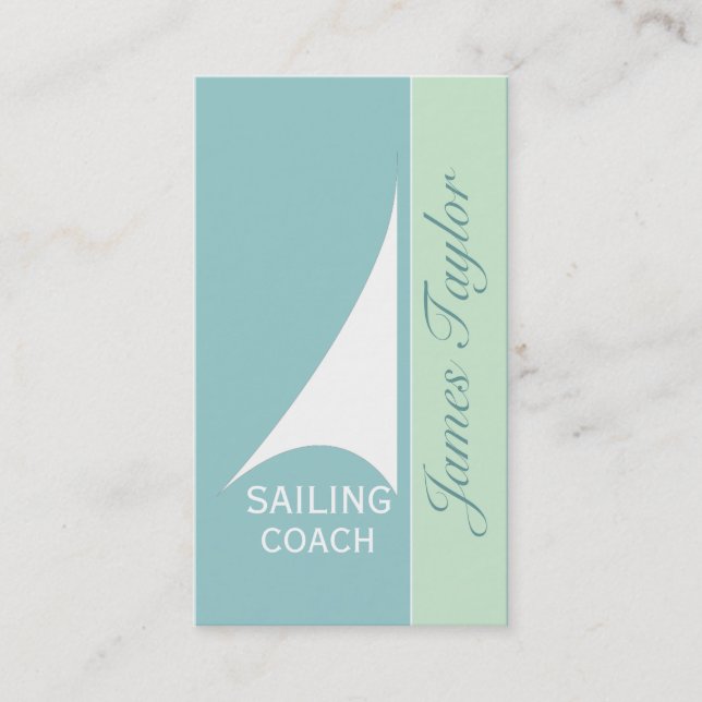 Nautical Aqua Minimal Sail Boat Sailing Business Card (Front)