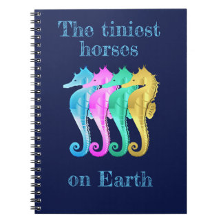 Nautical aqua/pink/blue/gold seahorses  notebook