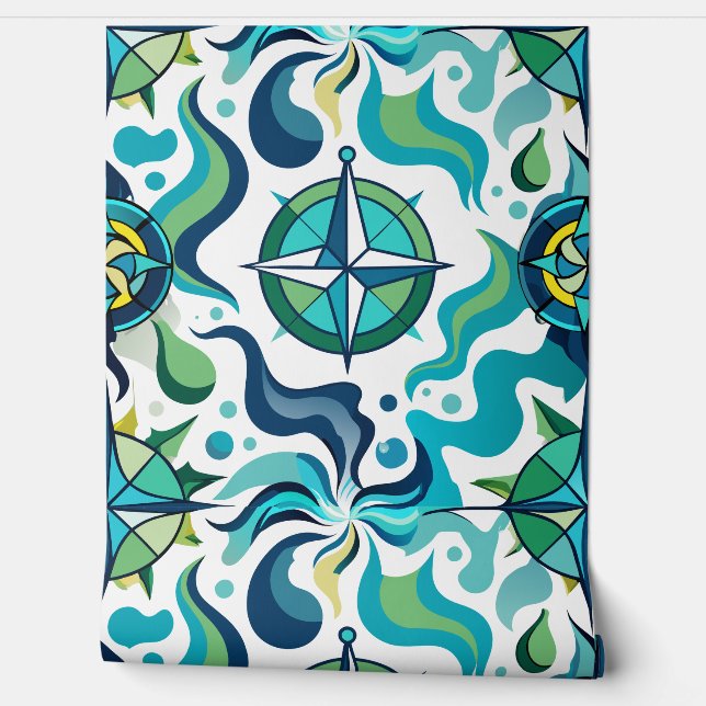 Nautical Art Design Ocean Waves Wall Decor (Unrolling)