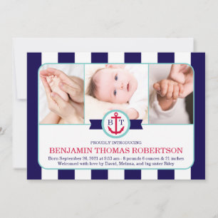Nautical Baby Birth Announcement