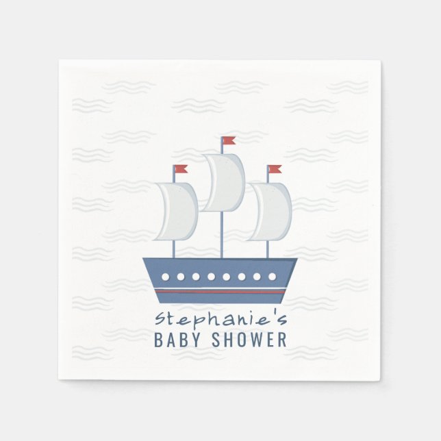 Nautical Baby Boy Baby Shower Napkin (Front)