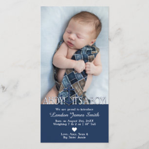 Nautical Baby Boy Birth Announcement with Photo