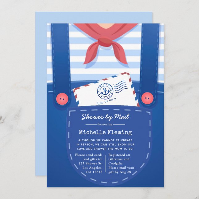 Nautical Baby Boy Shower by Mail Invitation (Front/Back)