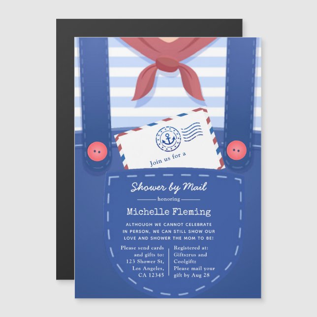 Nautical Baby Boy Shower by Mail Magnetic Invitation (Front/Back)