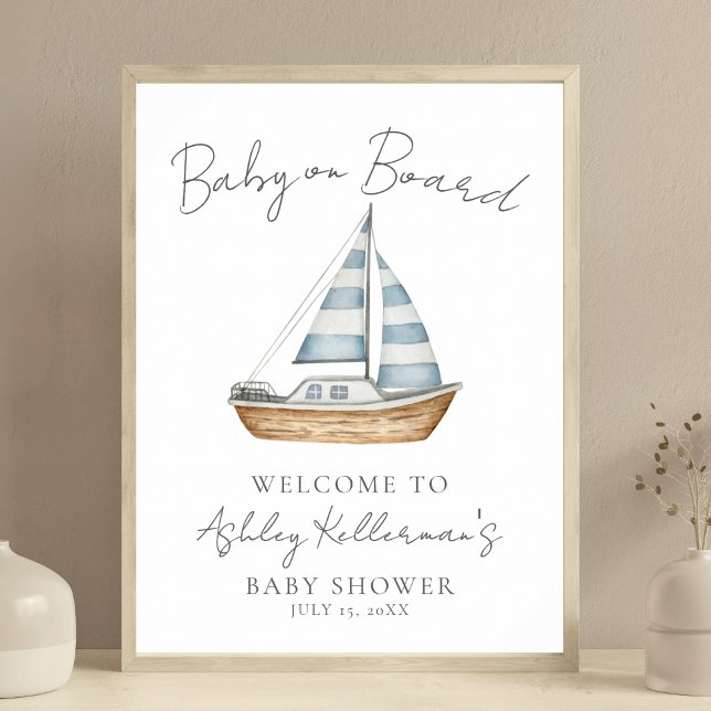 Nautical Baby On Board Shower Welcome Sign (Nautical Baby On Board Shower Welcome Sign)