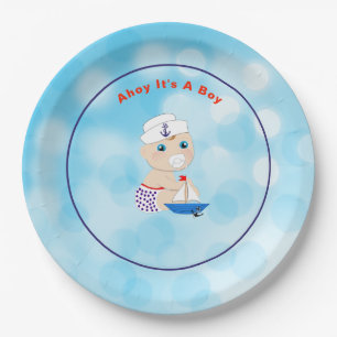 Nautical Baby Shower Ahoy It's A Boy Paper Plate