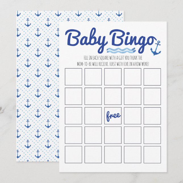 Nautical Baby Shower Bingo Invitation (Front/Back)
