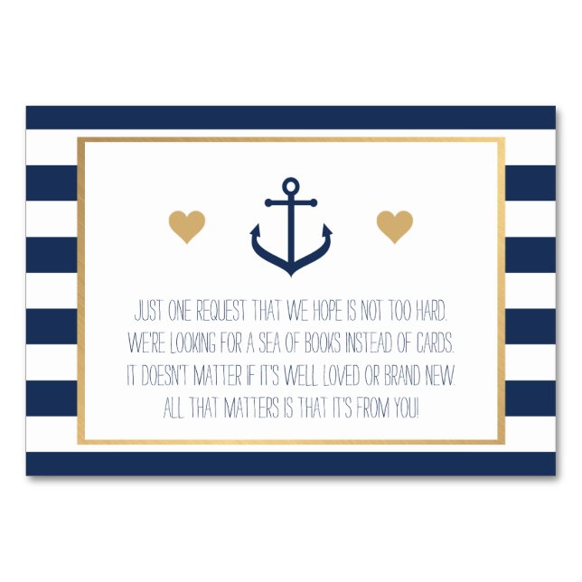 Nautical Baby Shower Book Request Card - Anchor (Front)