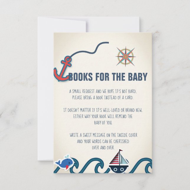 Nautical Baby Shower Books For The Baby Card (Front)
