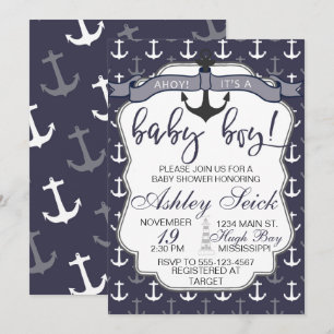 Nautical Baby Shower Boy Ahoy Its a Boy Invite