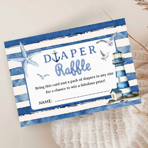 Nautical Baby Shower Boy Navy Blue Diaper Raffle Enclosure Card
