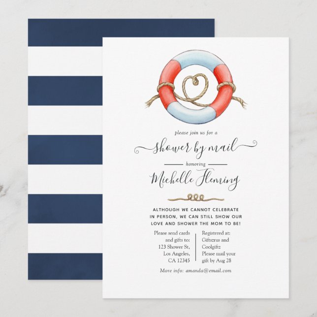 Nautical Baby Shower by Mail Invitation (Front/Back)