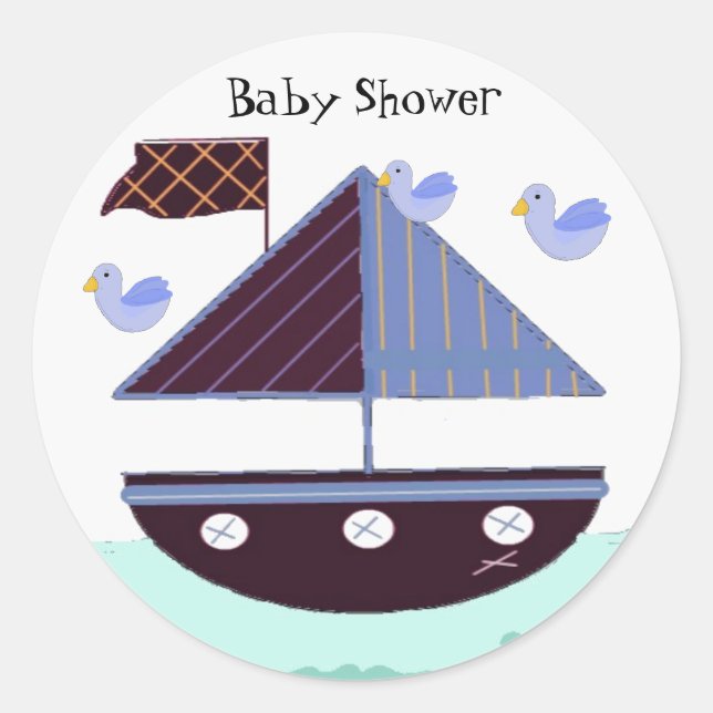 Nautical Baby Shower Classic Round Sticker (Front)
