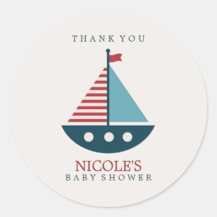 Nautical Baby Shower Classic Round Sticker