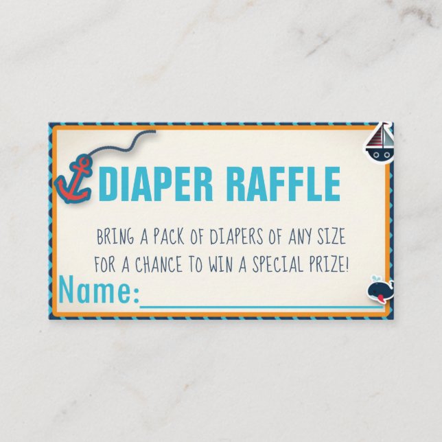 Nautical Baby Shower Diaper Raffle Card (Front)