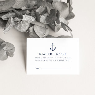 Nautical Baby Shower Diaper Raffle Cards Navy