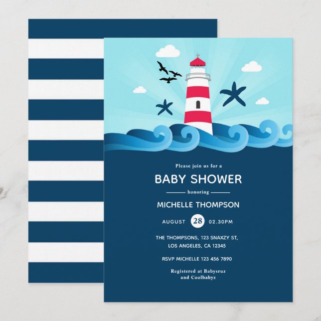 Nautical Baby Shower Invitation (Front/Back)