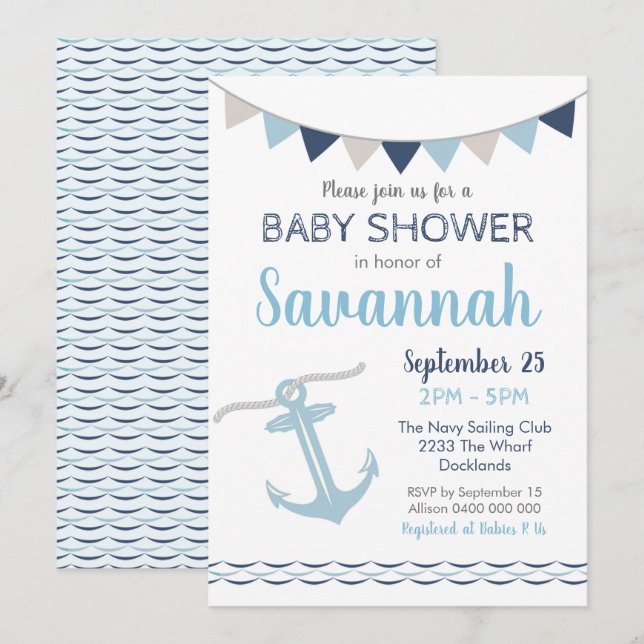 Nautical Baby Shower Invitation (Front/Back)