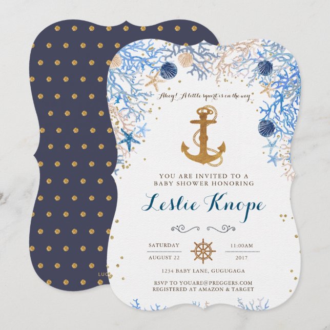 Nautical Baby Shower Invitation (Front/Back)