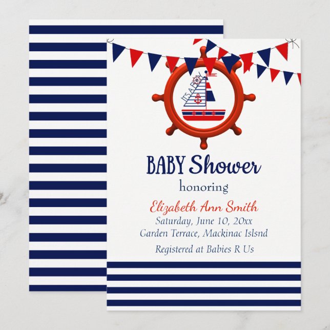 Nautical Baby Shower Invitation (Front/Back)