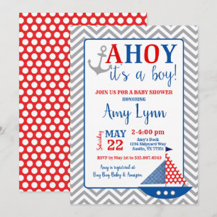 Nautical Baby Shower Invitation Ahoy Its A Boy
