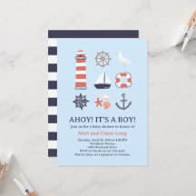 Nautical Baby Shower Invitation Ahoy It's a Boy