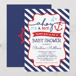 Nautical Baby Shower Invitation Ahoy It's a Boy!