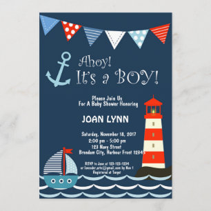Nautical Baby Shower Invitation, Ahoy It's A Boy! Invitation