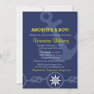 Nautical Baby Shower Invitation, Ahoy! Its a Boy! Invitation