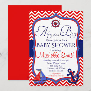 Nautical Baby Shower Invitation, Ahoy it's a Boy Invitation