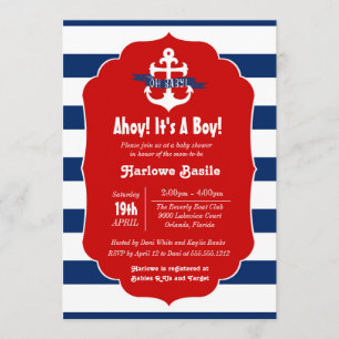 Nautical Baby Shower Invitation, Ahoy it's a boy Invitation