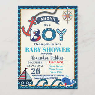 Nautical Baby Shower Invitation for a Boy