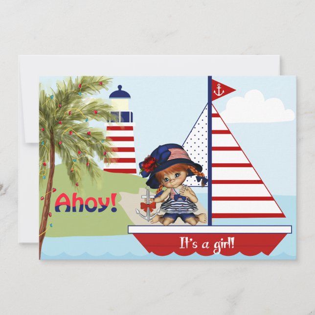 Nautical Baby Shower Invitation for Girl (Front)