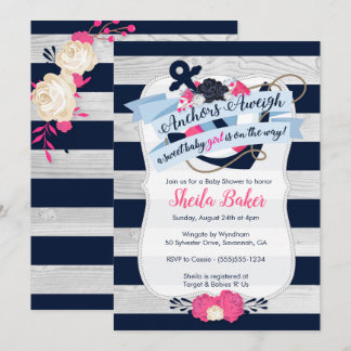 Nautical Baby Shower Invitation - Girl