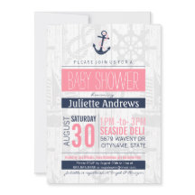 Nautical Baby Shower Invitation, Girl Pink Blue