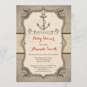 Nautical Baby Shower Invitation Vintage Retro