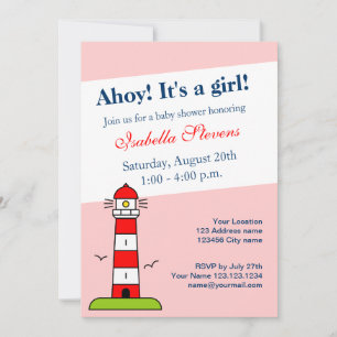 Nautical baby shower invitations lighthouse