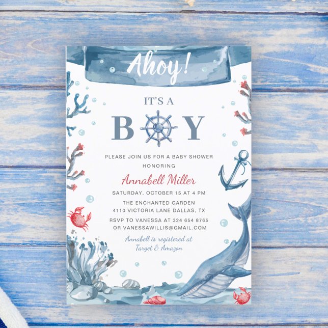 Nautical Baby Shower Its a Boy Invitation (Creator Uploaded)