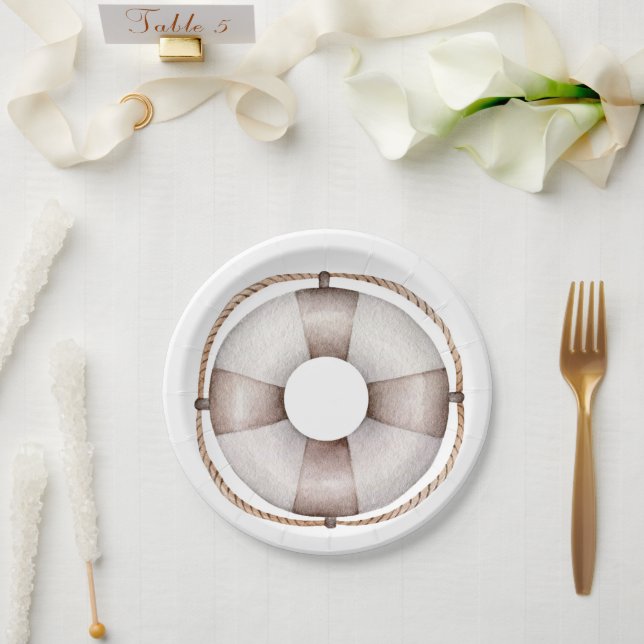 Nautical Baby Shower Lifesaver Paper Plate (Wedding)