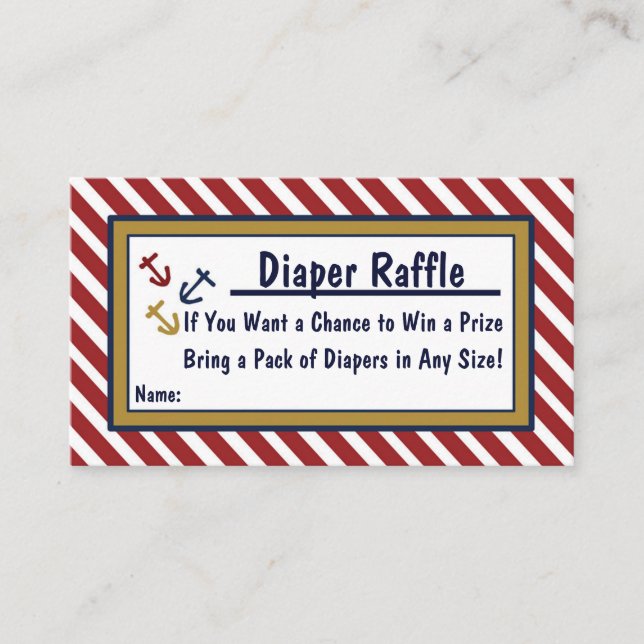 Nautical Baby Shower Ocean Diaper Raffle Cards (Front)
