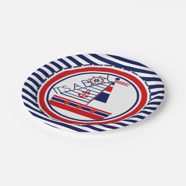 Nautical Baby Shower Paper Plate (Angled)